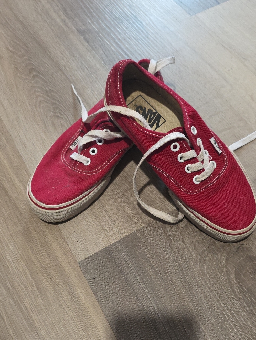 Vans Red Canvas Low-Top Sneakers with White Laces